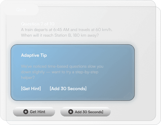 Adaptive tutoring interface showing personalized learning paths